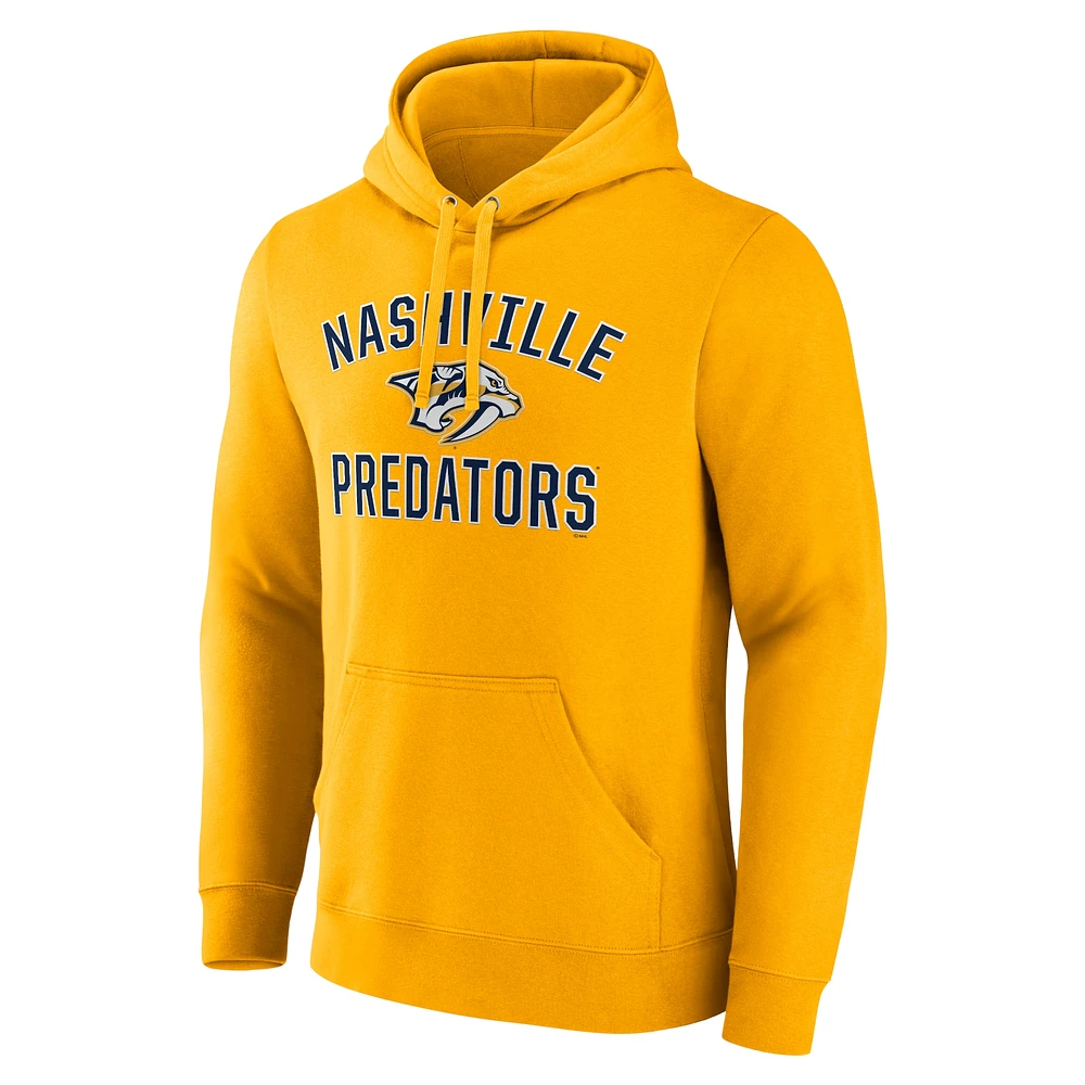 Men's Fanatics Gold Nashville Predators Victory Arch Pullover Hoodie