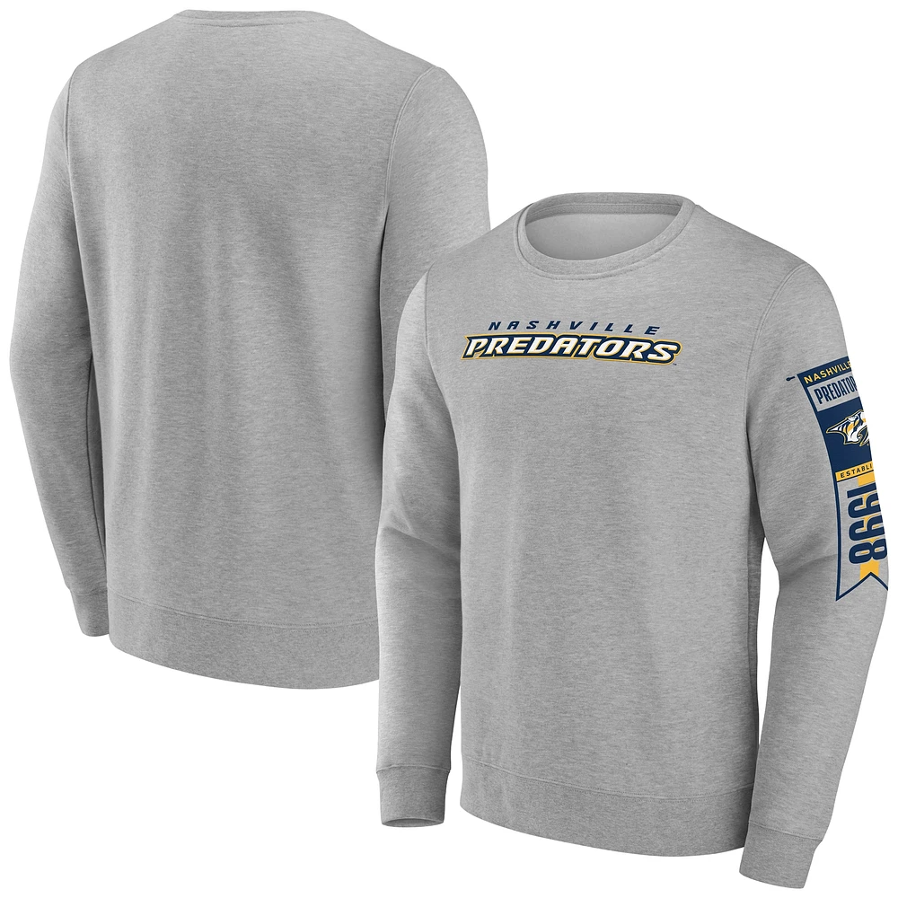 Men's Fanatics Gray Nashville Predators Fleece Pullover Sweatshirt
