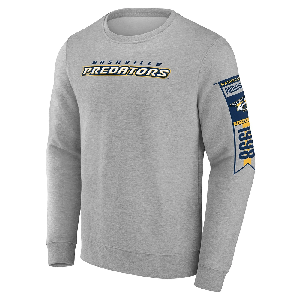 Men's Fanatics Gray Nashville Predators Fleece Pullover Sweatshirt