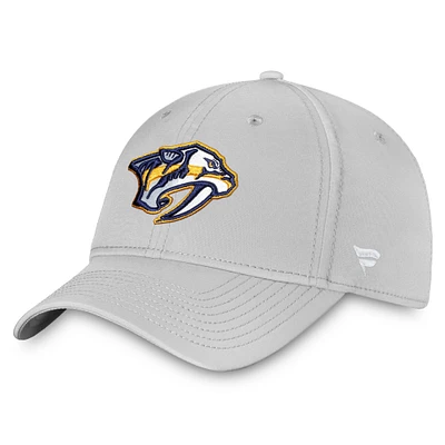 Casquette Fanatics grise pour homme avec logo principal des Predators de Nashville Core Flex
