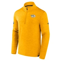 Men's Fanatics  Heather Gold Nashville Predators Authentic Pro Lightweight Quarter-Zip Pullover