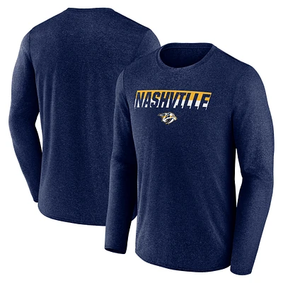 T-shirt à manches longues de transition Fanatics Heather Navy pour hommes Nashville Predators