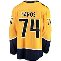 Men's Fanatics Juuse Saros Gold Nashville Predators Breakaway Player Jersey