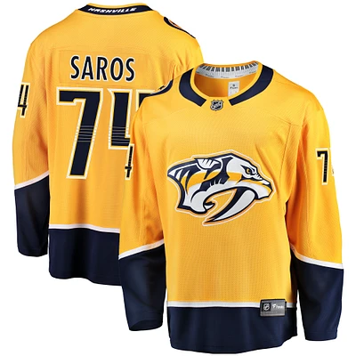 Men's Fanatics Juuse Saros Gold Nashville Predators Breakaway - Player Jersey