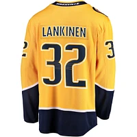 Fanatics pour hommes Kevin Lankinen Gold Nashville Predators Maillot de joueur échappé à domicile