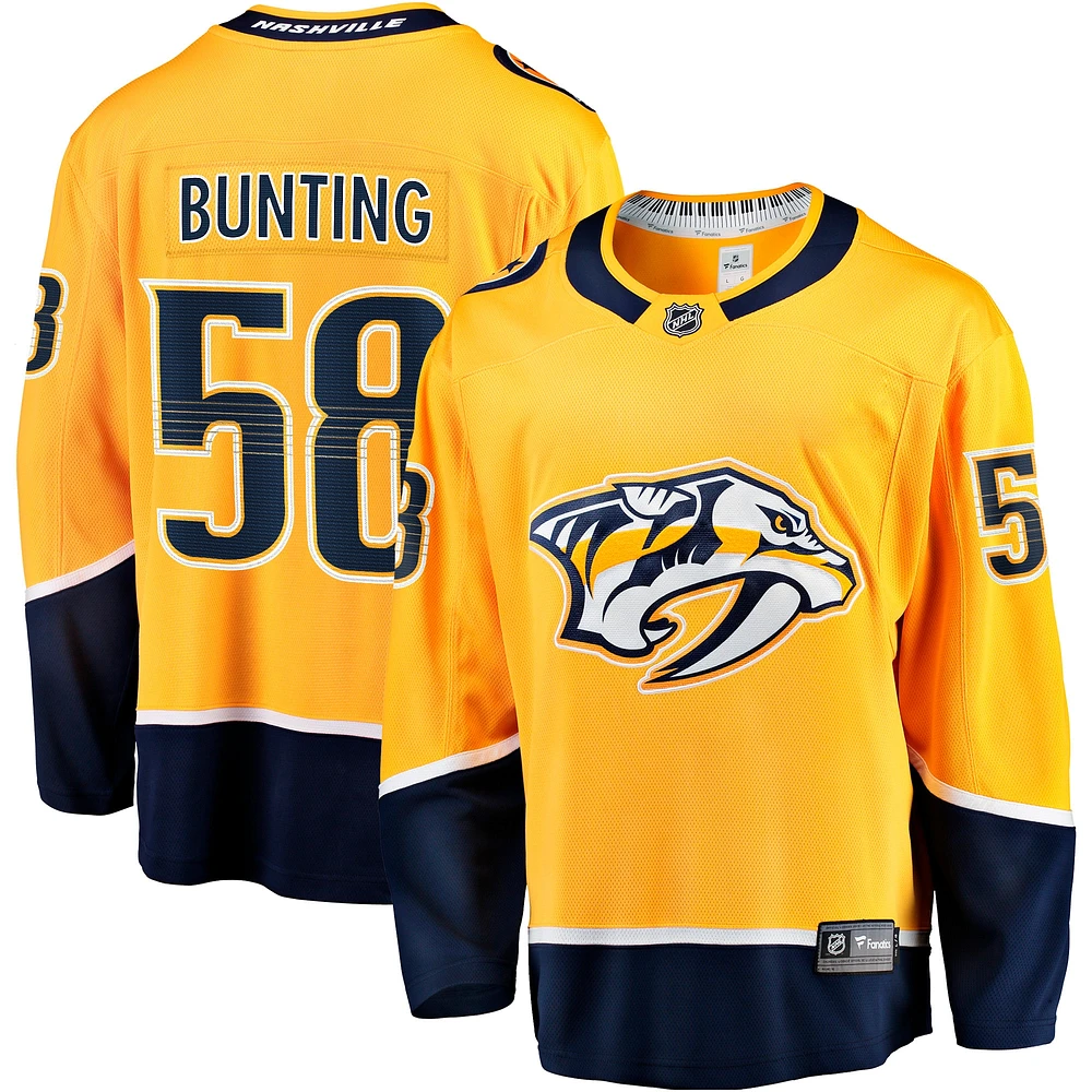 Maillot Michael Bunting Gold Nashville Predators Home Breakaway pour hommes Fanatics