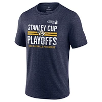 T-shirt tri-mélange à barre transversale des séries éliminatoires de la Coupe Stanley 2024 Predators Nashville marque fanatiques pour hommes