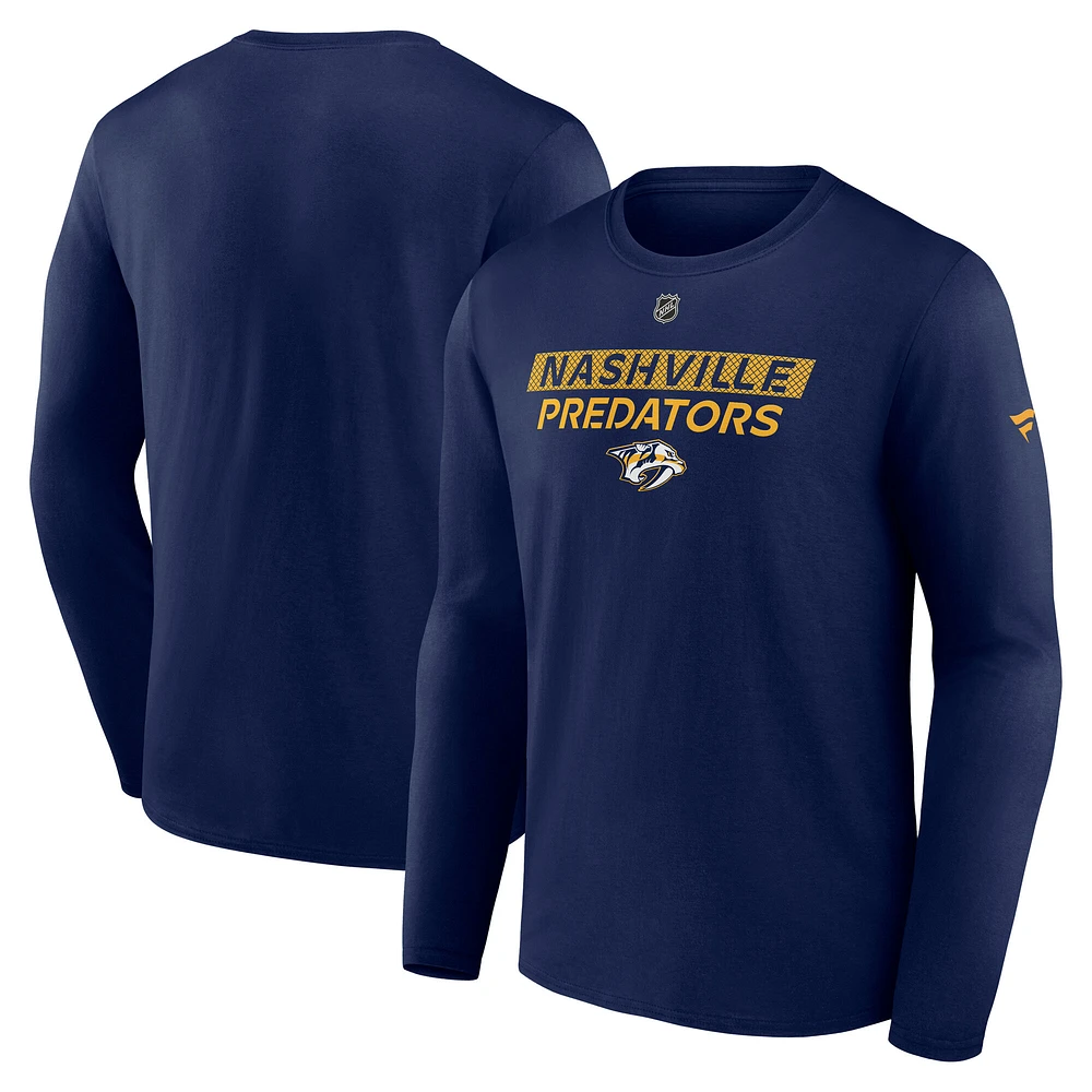 T-shirt à manches longues Authentic Pro Core Primary pour homme de la collection Fanatics Navy Nashville Predators