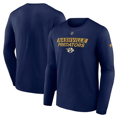 T-shirt à manches longues Authentic Pro Core Primary pour homme de la collection Fanatics Navy Nashville Predators