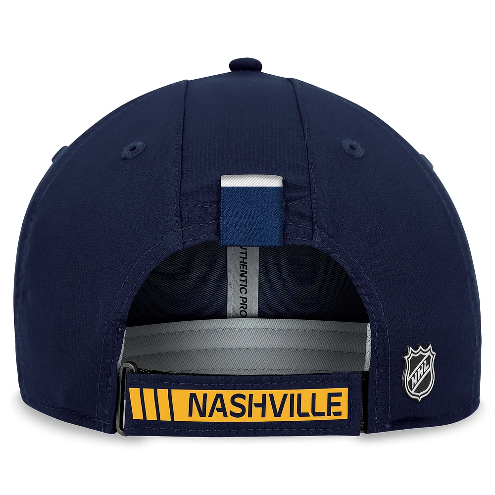 Men's Fanatics  Navy Nashville Predators Authentic Pro Rink Adjustable Hat