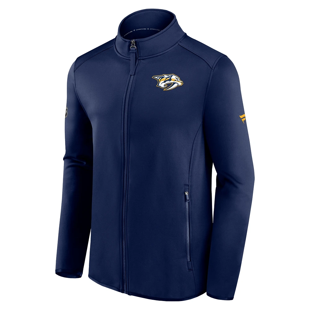 Veste en molleton entièrement zippée Fanatics pour hommes, bleu marine, Nashville Predators Authentic Pro Rink