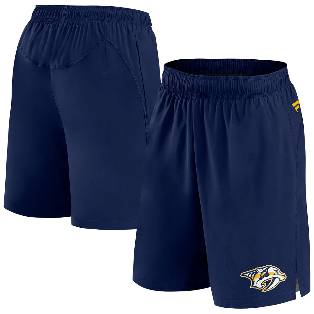 Short authentique Pro Tech Fanatics pour hommes, bleu marine, Nashville Predators