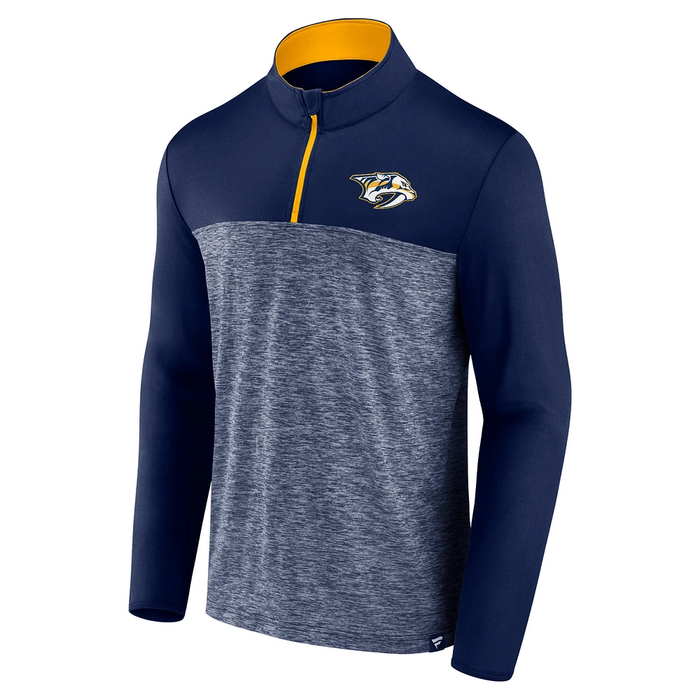 Men's Fanatics Navy Nashville Predators Iconic Defender Quarter-Zip Jacket