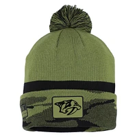 Men's Fanatics  Olive Nashville Predators Military Appreciation Cuffed Knit Hat with Pom