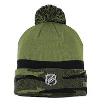 Men's Fanatics  Olive Nashville Predators Military Appreciation Cuffed Knit Hat with Pom