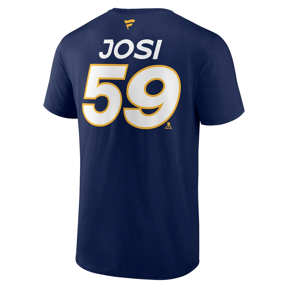 Men's Fanatics Roman Josi Navy Nashville Predators Authentic Pro Prime Name & Number T-Shirt