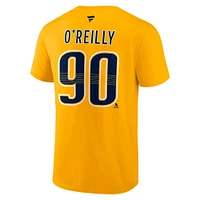 Fanatics pour hommes Ryan O'Reilly Gold Nashville Predators Authentic Stack Name & Number T-shirt