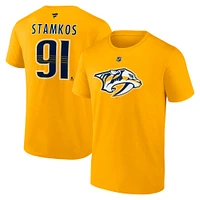 Men's Fanatics Steven Stamkos Gold Nashville Predators Authentic Stack Name & Number T-Shirt