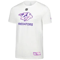 T-shirt blanc authentique pour homme Fanatics Nashville Predators Pro Hockey Fights Cancer