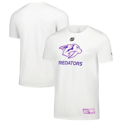 T-shirt blanc authentique pour homme Fanatics Nashville Predators Pro Hockey Fights Cancer