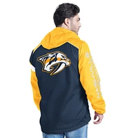 Men's G-III Sports by Carl Banks Navy/Gold Nashville Predators Lateral Half-Zip Hoodie Jacket