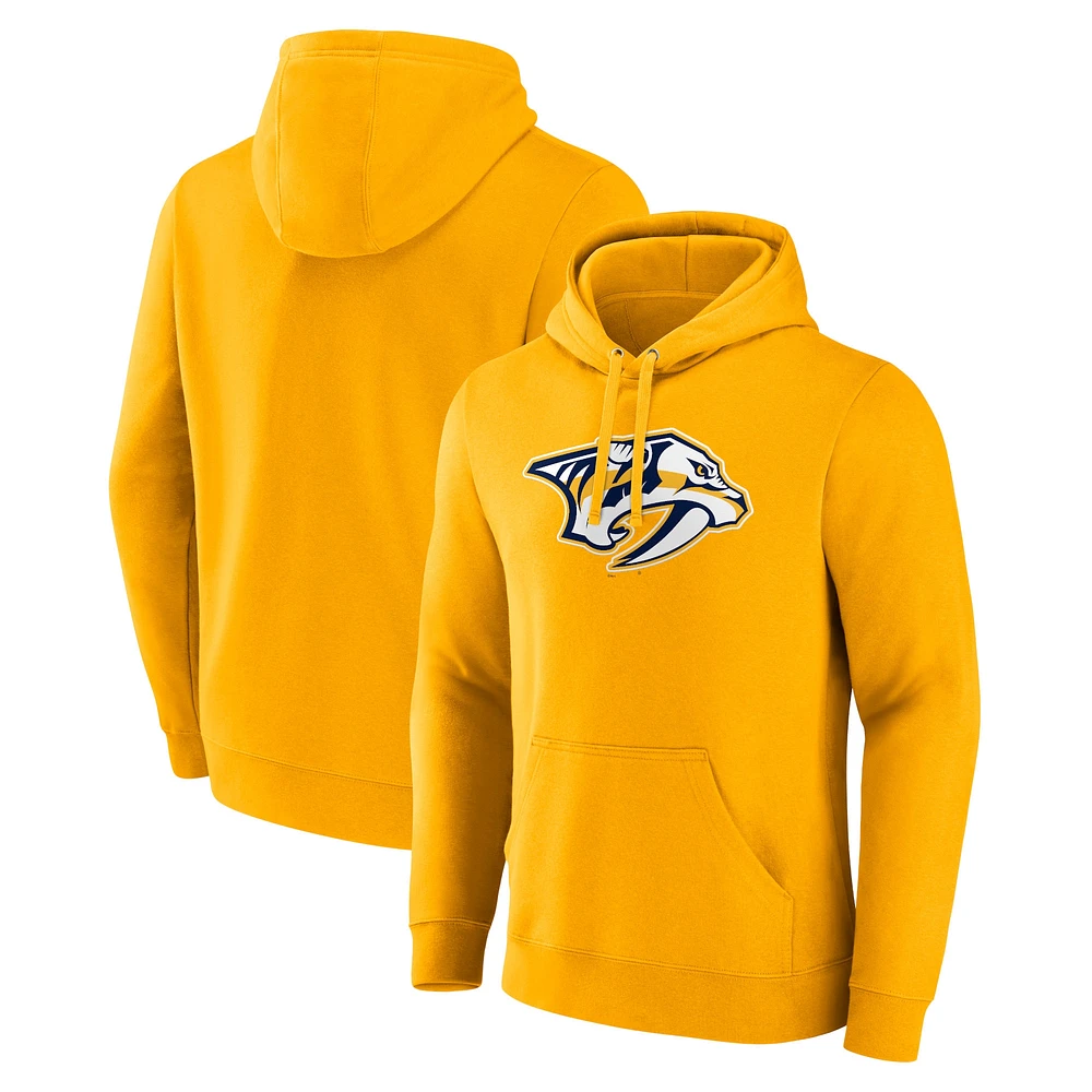 Men's Gold Nashville Predators Primary Logo Pullover Hoodie