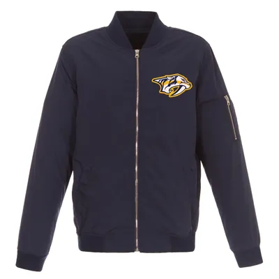 Nashville Predators JH Design Lightweight Nylon Bomber Jacket - Navy