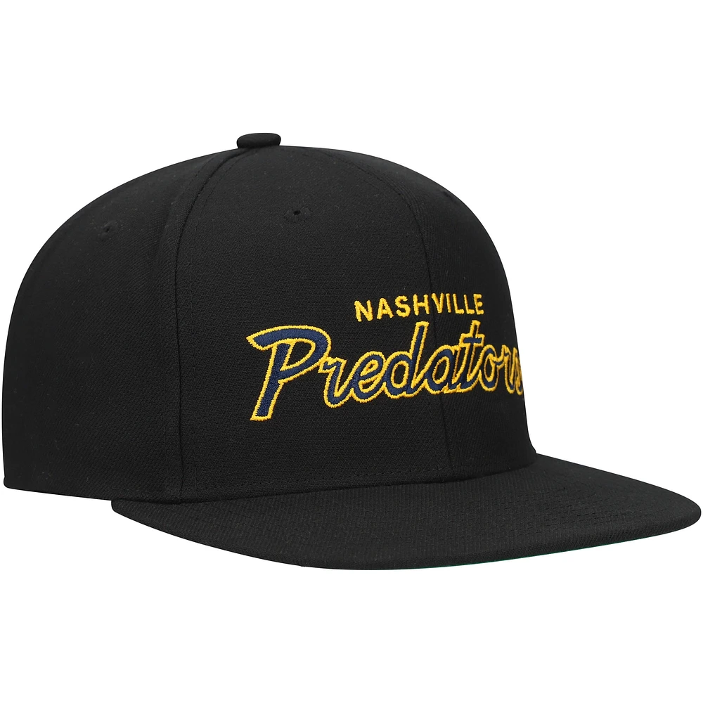 Men's Mitchell & Ness Black Nashville Predators Core Team Script 2.0 Snapback Hat