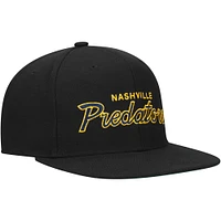 Casquette Snapback Mitchell & Ness Nashville Predators Core Team Script 2.0 noire pour hommes