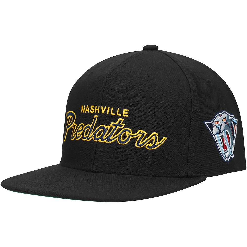 Casquette Snapback Mitchell & Ness Nashville Predators Core Team Script 2.0 noire pour hommes