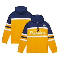 Chandail à capuchon d'entraîneur-chef des Predators de Nashville doré/marine Mitchell & Ness pour hommes