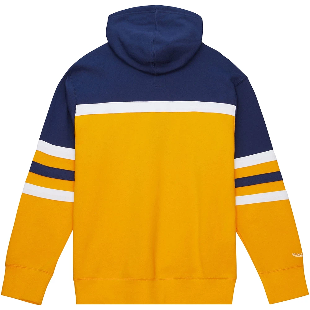 Chandail à capuchon d'entraîneur-chef des Predators de Nashville doré/marine Mitchell & Ness pour hommes