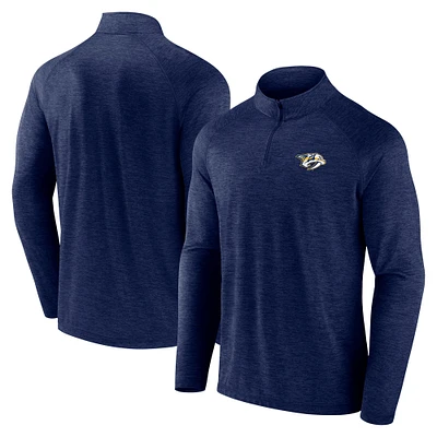 Men's  Navy Nashville Predators Head-to-Head Raglan Quarter-Zip Top