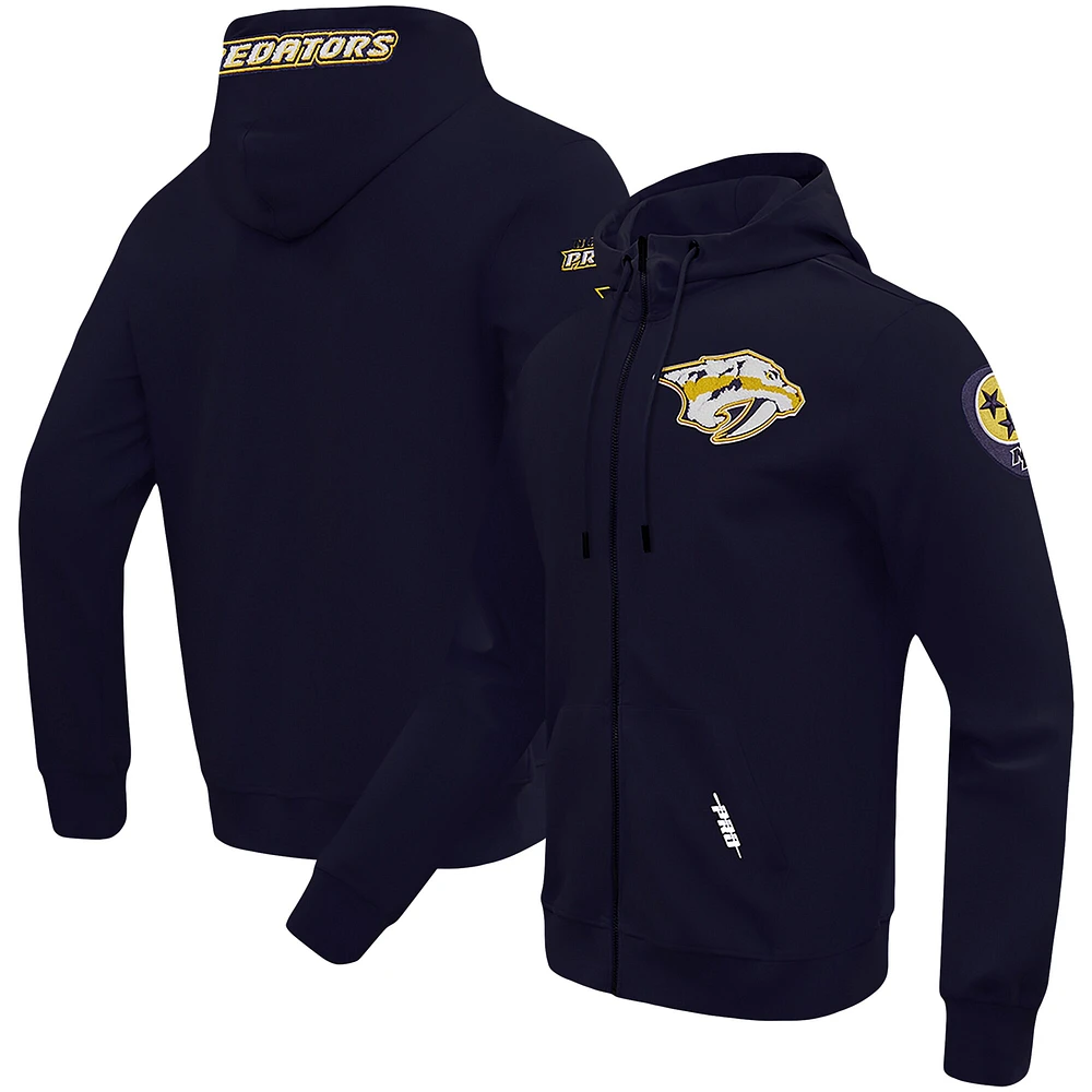 Veste à capuche entièrement zippée en chenille classique Pro Standard Navy Nashville Predators pour hommes