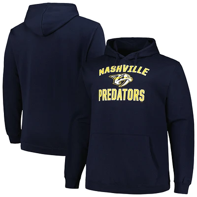 Sweat à capuche pour hommes Profile Navy Nashville Predators Big & Tall Arch Over Logo