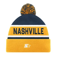 Bonnet en tricot à revers Starter Gold Nashville Predators pour homme avec pompon