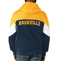 Men's Starter  Navy/Gold Nashville Predators Power Forward Full-Zip Hoodie