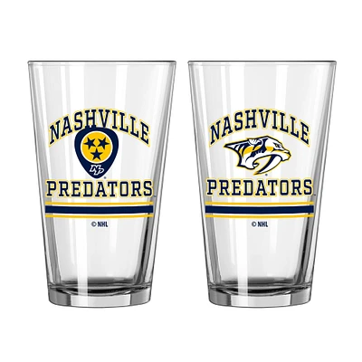 Prédateurs de Nashville 16oz. Verre à pinte, paquet de deux