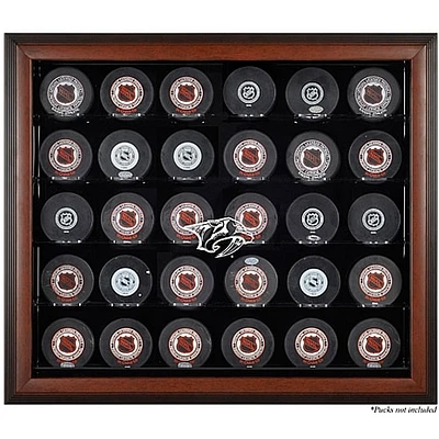 Vitrine de présentation de 30 rondelles marron des Predators de Nashville