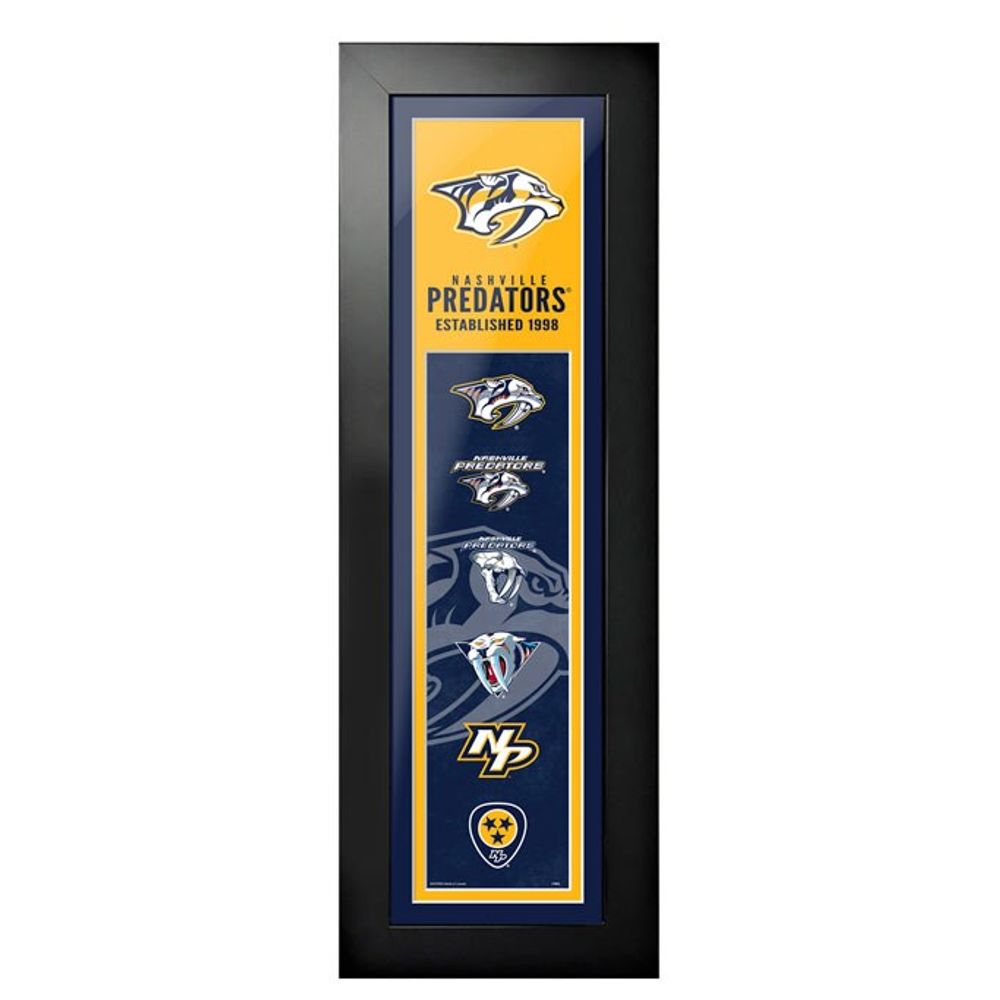 Nashville Predators - 6'' x 22'' Logos to History Framed Art