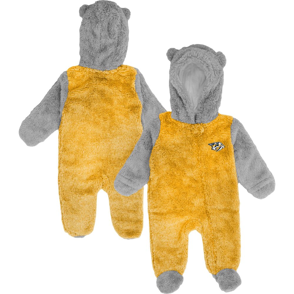 Newborn & Infant Gold Nashville Predators Game Nap Teddy Fleece Bunting Full-Zip Sleeper