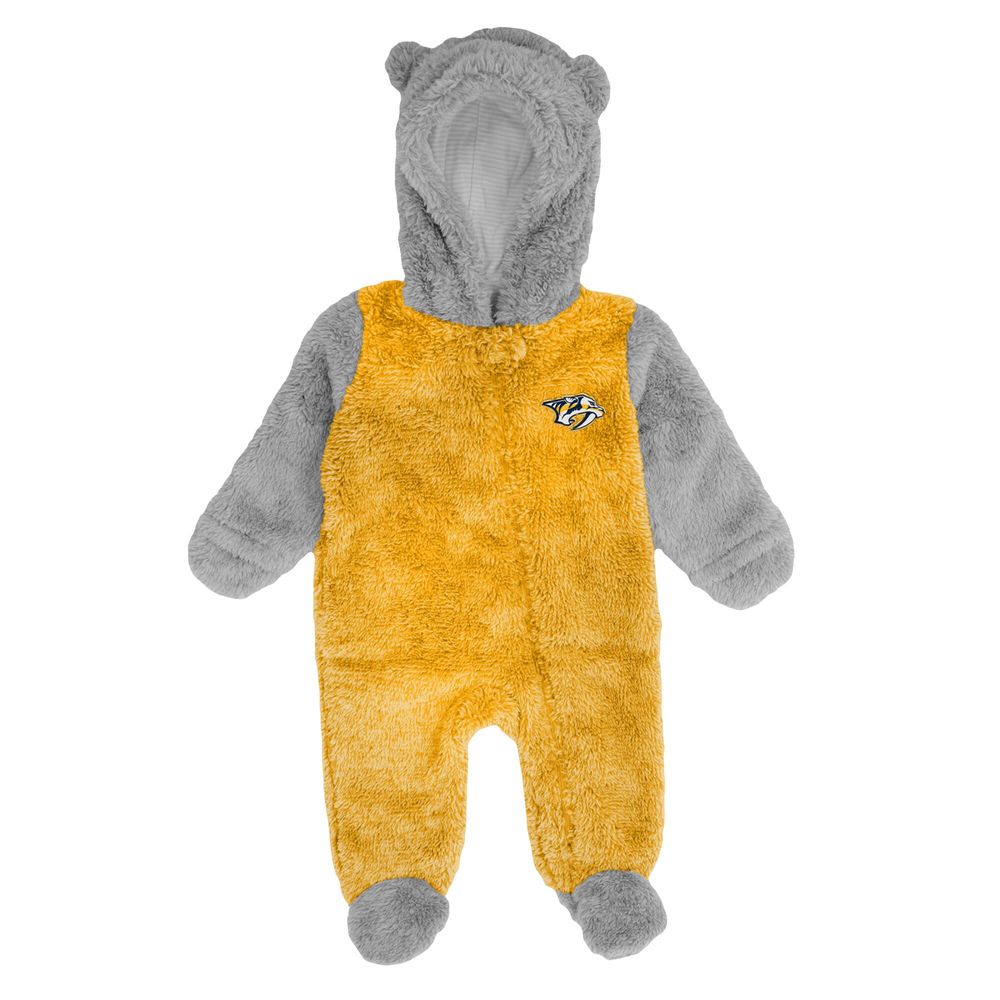 Newborn & Infant Gold Nashville Predators Game Nap Teddy Fleece Bunting Full-Zip Sleeper