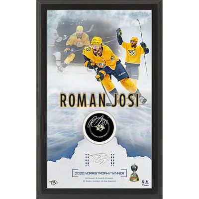 Roman Josi Nashville Predators Framed Autographed 2020 Norris Trophy Hockey Puck Shadowbox with Official Game Puck