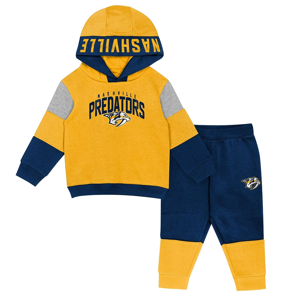 Ensemble sweat à capuche et pantalon de survêtement en polaire Big Skate des Nashville Predators, or/bleu marine, pour tout-petit