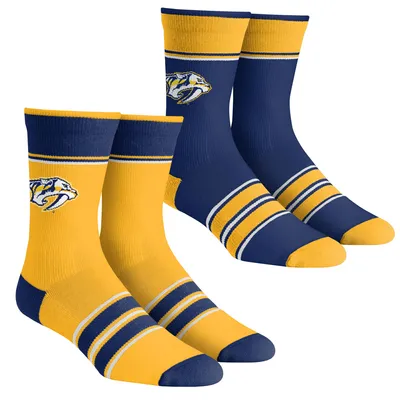 Nashville Predators Rock Em Socks Unisex Multi-Stripe 2-Pack Team Crew Sock Set