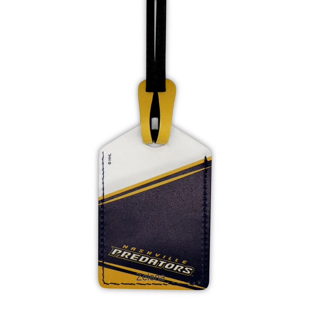 Étiquette de bagage en cuir personnalisée Nashville Predators blanche