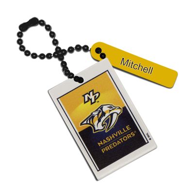 White Nashville Predators Personalized Leather Rectangle Bag Tag
