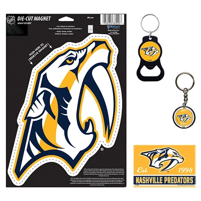 WinCraft Nashville Predators 4-Pack Key Rings and Magnets Set