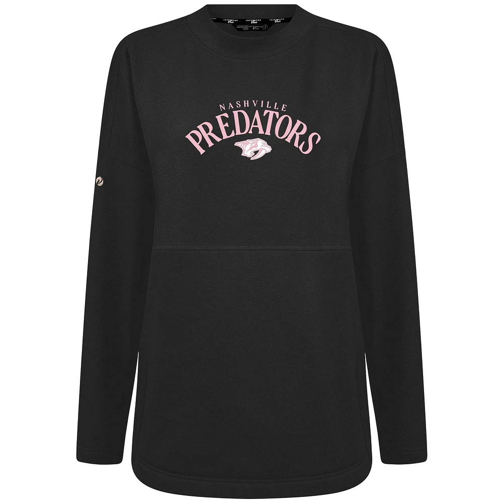 Women's Levelwear  Black Nashville Predators Mother's Day Beaudry Arched Pullover Sweatshirt