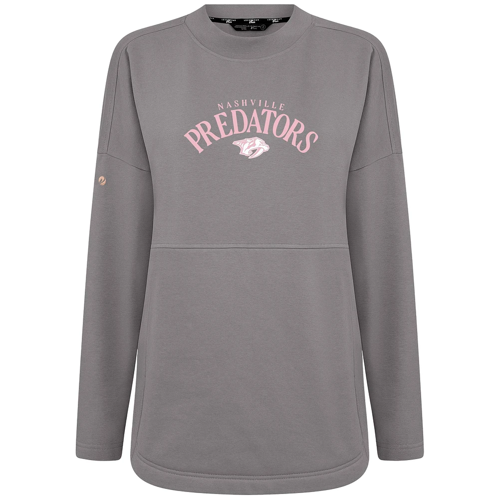 Sweat-shirt à col roulé pour femme Levelwear gris Nashville Predators Mother's Day Beaudry Arched Pullover